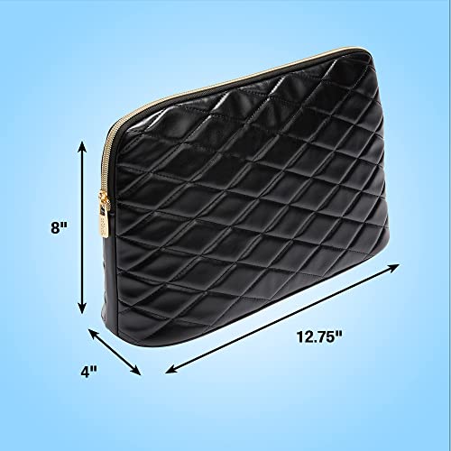 Conair Makeup Bag, Cosmetic Bag - Great for Makeup Brushes or Cosmetics, Perfect Size for Tote Bag or Carry-On, Organizer Shape in Black Diamond Quilt Pattern (Pack of 2)