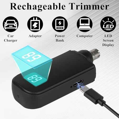 Portable Nose and Ear Trimmer Clipper for Men Women,2025 Professional LED Dsiplay Nose Hair Trimmer with Powerful Motor and Dual-Edge Blades for Smoother Cutting Mini Travel Size (Black)