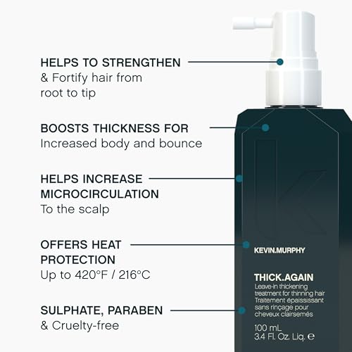 KEVIN.MURPHY THICK.AGAIN - Hair Treatment for Men - For Fine or Thinning Hair - Hair Thickening - Heat Protection - Thickness for Body & Bounce - 100 mL / 3.4 fl oz