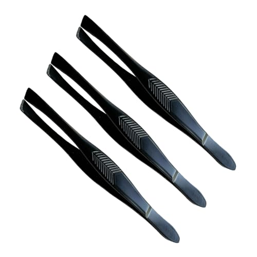 Premium Slant Tip Stainless Steel Tweezers for Eyebrows — Ribbed Grip, Professional Facial Hair Removal