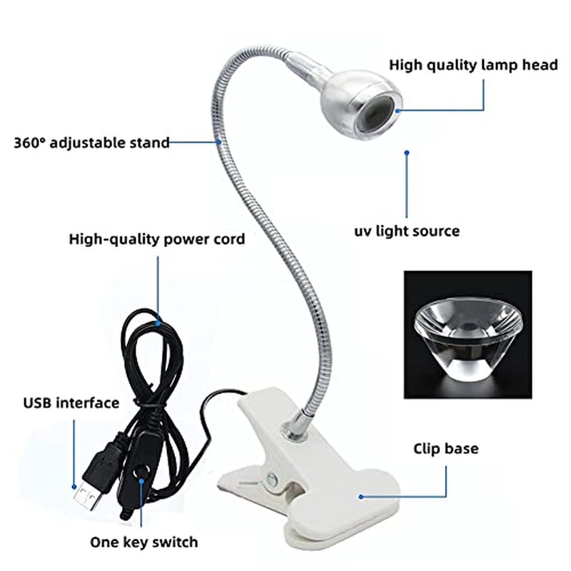 3W UV LED Gel Nail Lamp with Flexible Gooseneck Clamp