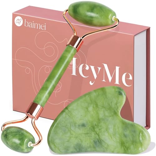 Jade Roller & Gua Sha Set for Face Sculpting - Cooling Facial Massage Tool