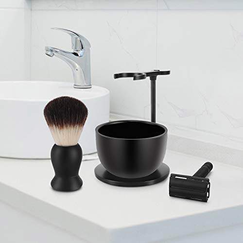 Amazing Razor Shaving Kit - Black Men's Shaving & Grooming Set - Safety Razor, Brush, Stand, Soap Bowl, Stainless Blades