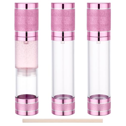 Pink Refillable Travel Lotion Bottles 3-Pack 1.7oz Airless Pump Dispenser