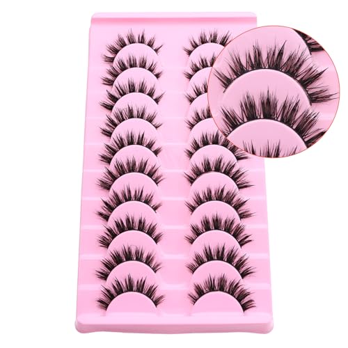 10 Pairs Wet Look Manga Lashes 18mm D Curl 3D Fluffy