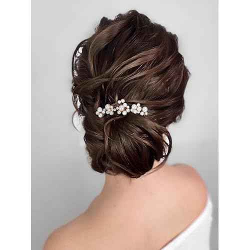 SWEETV 9 Pieces Bride Hair Accessories Pearl Wedding Hair Pins Leaf Bridal Hair Piece Vintage Hair Headpiece Leaf Hair Clips Jewelry for Women Bridesmaids Brides Flower Girls