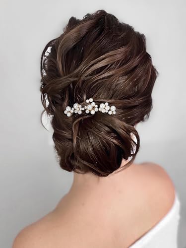 SWEETV 9 Piece Pearl Wedding Hair Pins Bridal Accessories Set