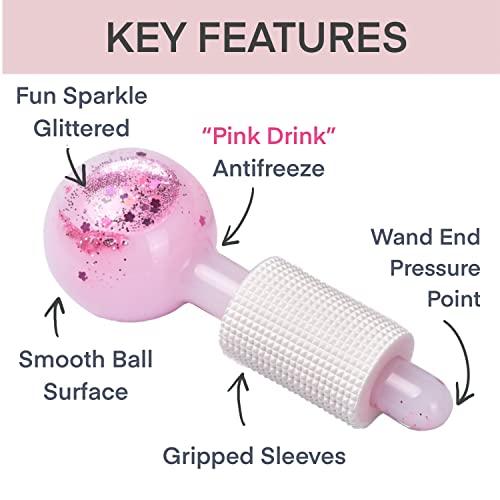 Ice Globes for Facials ? Facial Tools for Face & Eye Puffiness Relief, Cool Skincare Cryo Tools - Pink Drink Glitter