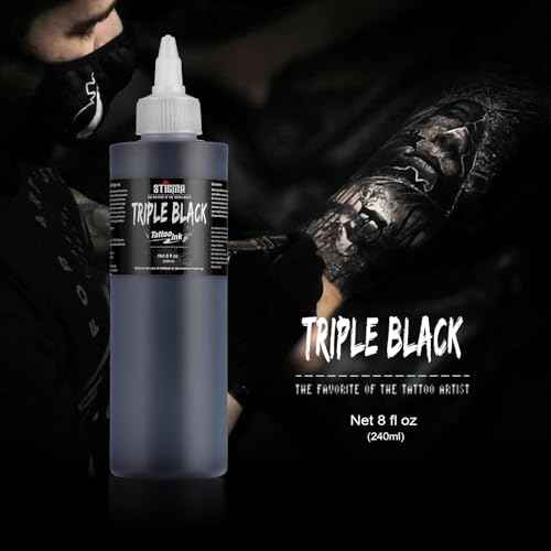 STIGMA Triple Black Tattoo Ink 8OZ, Tattoo Ink Black Professional 240ml for Black Lining and Black Shading, Tattoo Supply for Tattoo Artist TI953-8OZ-TR