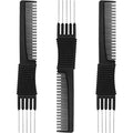 Leinuosen 3-Pack Carbon Teasing Combs with Metal Prongs