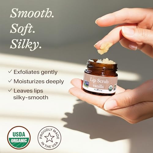 USDA Organic Vanilla Lip Scrub - Exfoliating Sugar Scrubber