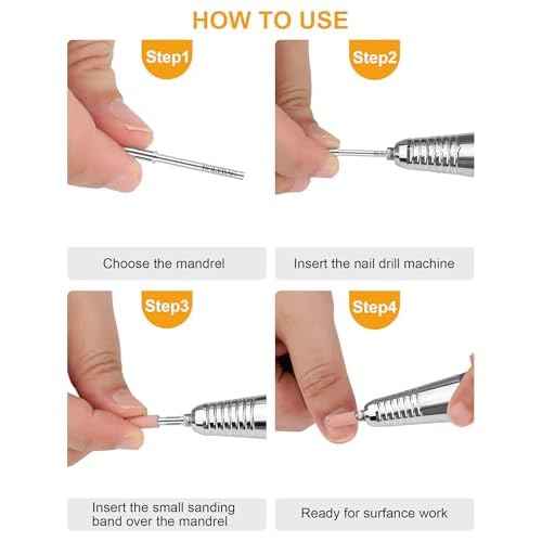 Rolybag Mandrel Nail Drill Bit, Mandrel Bit for Small Sanding Bands, 3/32'' Easy Off Mini Mandrel Bit for Nails, Suitable for Acrylic Nails Gel Manicures, Silver Mandrel Drill Bit 38mm x 3.1mm