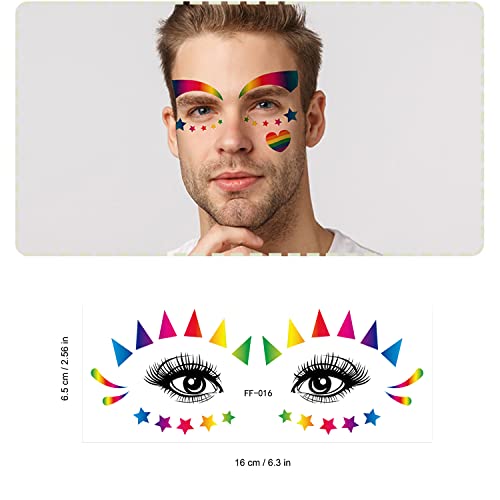 Rainbow Pride Face Temporary Tattoo Stickers, 10 Sheets