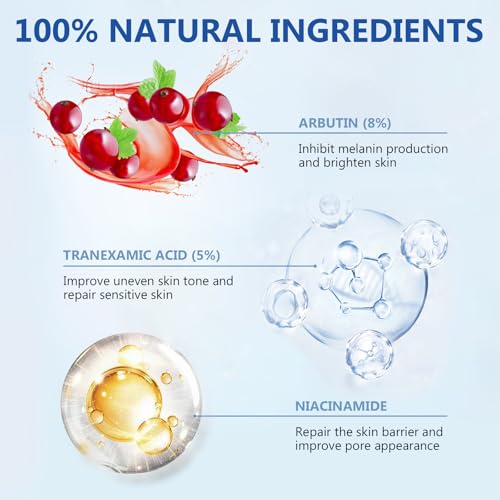 Richie House 8% Arbutin + 5% Tranexamic Acid Cream - 80,000ppm Brightening Treatment with Niacinamide & Glutathione for Dark Spots, Pigmentation & Melasma - 60ml