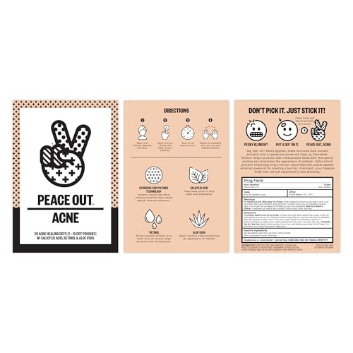 PEACE OUT Acne Day & Night Duo, Invisible Acne Patches for Day + Healing Overnight Acne Treatment, Clear Blemishes Fast with 2% Salicylic Acid, Retinol & Aloe Vera, 20 Dots