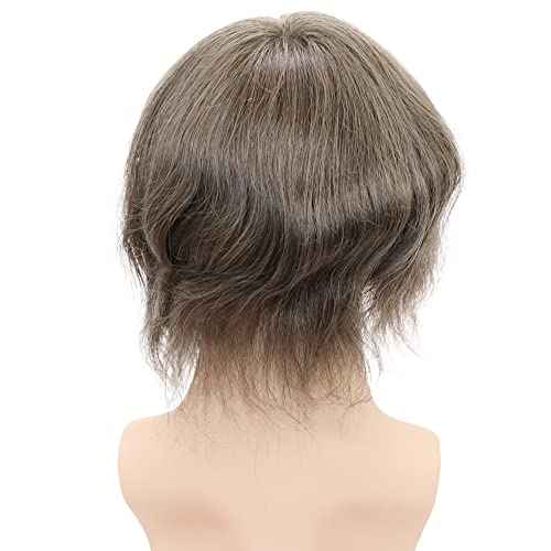 European Human Hair Toupee for Men Soft Full Swiss Lace Hair Replacement System Hairpieces 10"x8" Straight #7 Lightest Brown Color