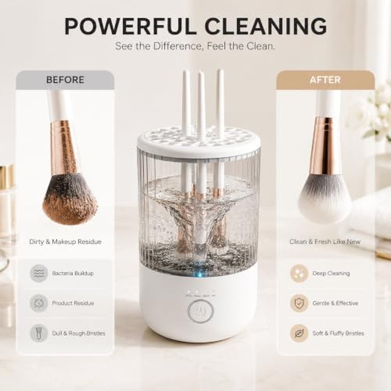 Automatic Electric Makeup Brush Cleaner with 4 Speeds - USB Rechargeable