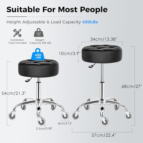 Rolling Stool with Wheels, Adjustable Height 450lb Capacity