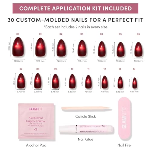 Glamnetic Frosted Cranberry Press-On Nails - Short Almond Kit