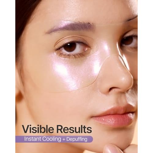 Petitfee Aura Quartz Hydrogel Eye Zone Mask 5ea (9g*5) - Lavender Mask for Entire Eye Area, Instant Cooling, Puffiness, Morning Quick Care, Rejuvenating Tired Skin, Brighter Complexion