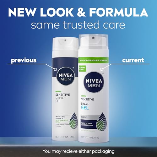NIVEA MEN Sensitive Shave Gel, 3 x 7 OZ (Alcohol-Free)