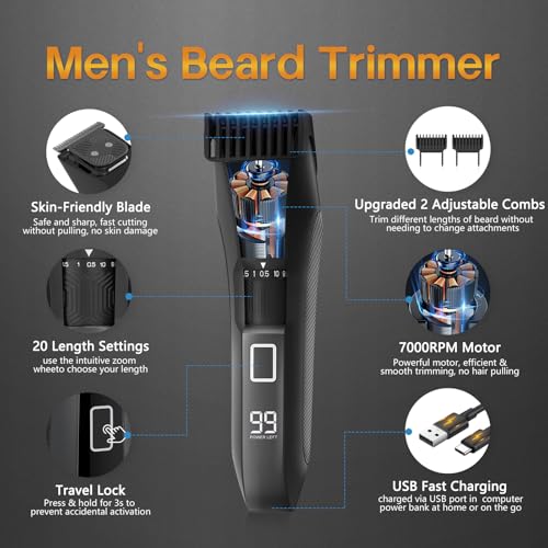 Beatslm All-in-One Beard & Body Hair Trimmer Kit with LED
