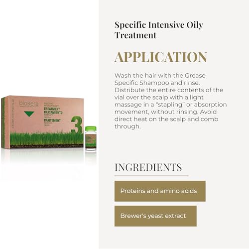 SALERM - Oily Hair Treatment - Intensive Grease Treatment Biokera Natura - 6 x 10 ml - Intensive Lotion for Oily Hair - with Proteins, Amino Acids, and Beer Yeast - Sebum Regulating