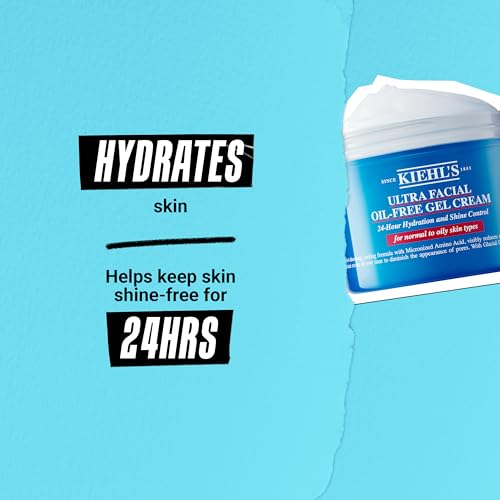 Kiehl's Ultra Facial Oil-Free Moisturizer, Shine-Reducing Gel Cream for Oily to Normal Skin, Hydrates Skin for 24 Hours, Visibly Minimizes Pores, Non-comedogenic, Alcohol-free, Fragrance-free