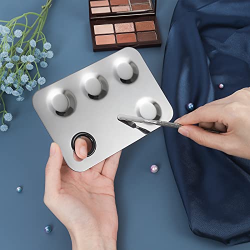 Stainless Steel Makeup Palette Set - 2 Pieces with Spatula Tools