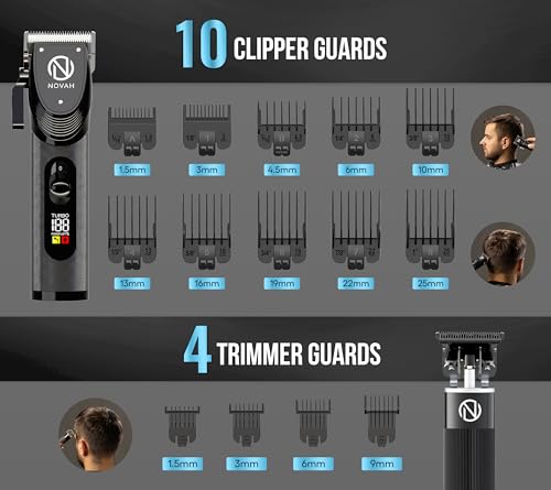 NOVAH Professional Cordless Hair Clippers for Men - 23-Piece Barber Kit