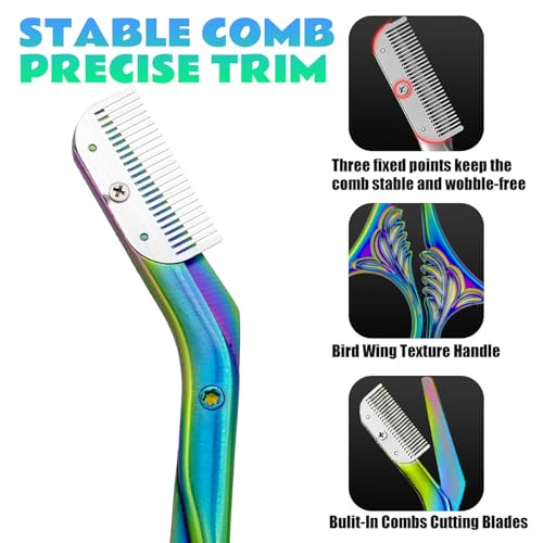 Eyebrow Trimmer Scissor With Comb, Eyebrow Trimmers, Professional Precision Eyebrow Trimmer, Eyebrow Trimmer Scissors with Combs, A Must-have Makeup Tool (Color Titanium)
