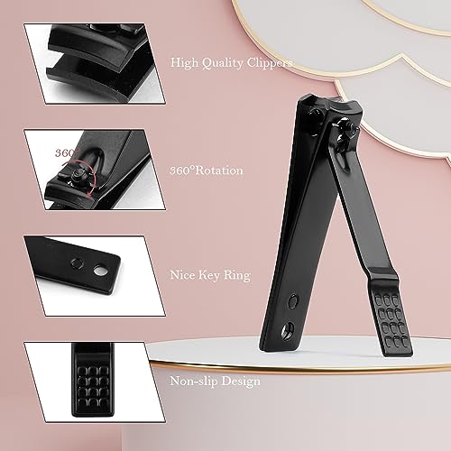 Black Manicure Set 8-in-1 Nail Clipper Grooming Kit for Men & Travel