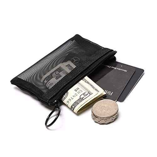 patu Zipper Mesh Bags, Pack of 5 (XS/S/M/L & Long Pouch), Beauty Makeup Cosmetic Accessories Organizer, Travel Toiletry Kit Set Storage Case, Black