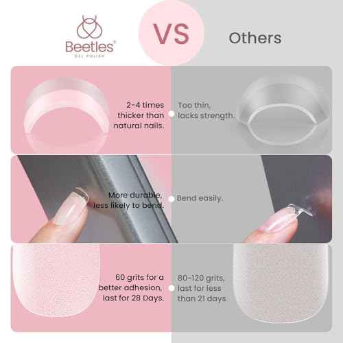 Beetles Gel Nail Tips 288 pcs Extra Short Square Nail Tips 12 Sizes Full Cover Gel Press On Nails Half Matte Acrylic Square Fake Nail Extension Set for Women Home DIY