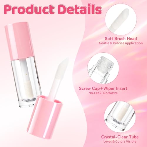 8 Pack 6ml Empty Lip Gloss Tubes with Wand & Rubber Insert