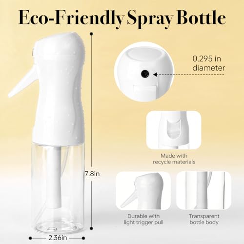 200ml Clear Spray Bottles Set - 3Pcs Continuous Fine Misters for Hair & Beauty