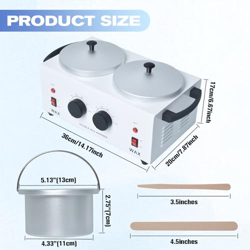 Double Wax Warmer Professional£¬Wax pot for Hair Removal with Adjustable Temperature Set, Portable Professional Wax Heater for spa and Salon,Body with 200pcs Wax Sticks