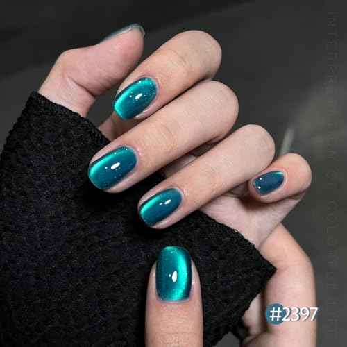 GAOY Glitter Cat Eye Gel Nail Polish Set with Magnet Colorful Galaxy for Holographic Cat Eye, Salon Gel Manicure and Nail Art DIY at Home