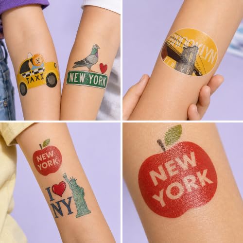96 PCS NYC Temporary Tattoos for Kids - Pre-Cut