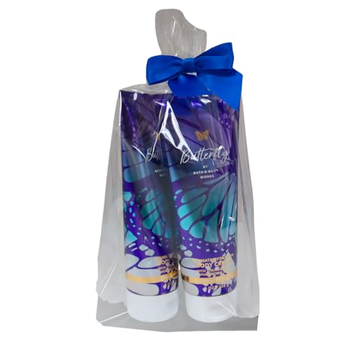 Bath & Body Works BUTTERFLY Ultimate Hydration Body Cream Gift Set with a Blue Bow for Holidays & Gifts - Pack of 2