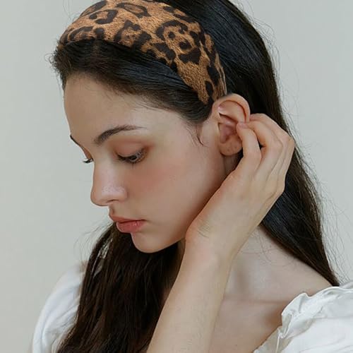 Women’s Wide Leopard Headbands Set - Non-Slip Elastic Hair Accessories