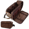 PAVILIA Men's Toiletry Bag, Water Resistant Dopp Kit Dark Brown