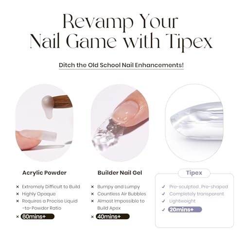 Tipex Instant Apex Nail Tips - 128 Pcs Long Coffin Acrylic Nails