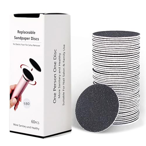 60-Pack Replacement Sandpaper Discs for Electric Callus Remover - 180 Grit