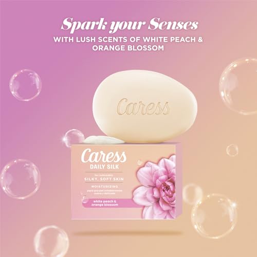Caress Body Wash 2-Pack + Bar Soap, Daily Silk Bundle ??Bath & Shower Essentials for Silky Soft Skin, White Peach & Orange Blossom
