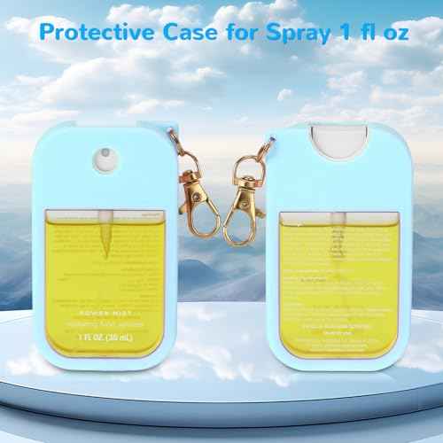 Hand Sanitizer Spray Case Compatible with Touchland Power Mist 1 oz ? Silicone Case with Keychain for Touch Land Mist 1 fl oz£¨30 ml£©, Hand Sanitizer Accessory for 1 fl oz (Blue, 1 Pack)