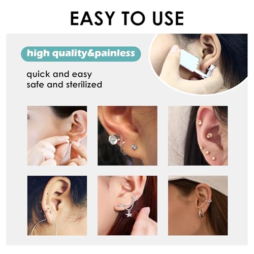 14PCS Ear Piercing Kit with Gun & Hypoallergenic CZ Studs