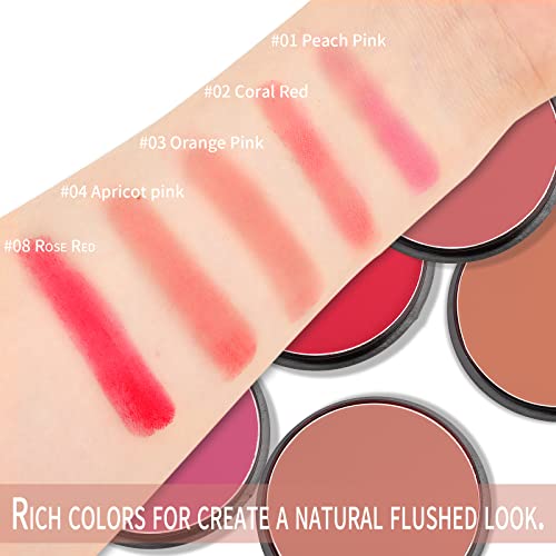Boobeen Powder Blush Palette - 5 Matte Shades with Puff