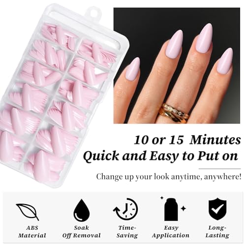 Lifextol 240PC Purple Almond Press on Nails Medium Fake Nails Press ons, False Acrylic Nails Press on Nails Almond Glue on Nails Artificial Nail Tips Fingernails Stick on Nails with Glue&Adhesive Tab