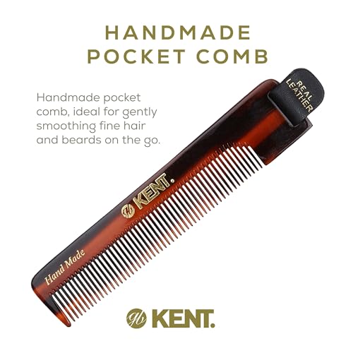 Kent NU22 Handmade Pocket Comb for Men, All Fine Tooth Hair Comb Straightener for Everyday Grooming Styling Hair, Beard and Mustache, Use Dry or with Balms, Saw Cut and Hand Polished, Made in England